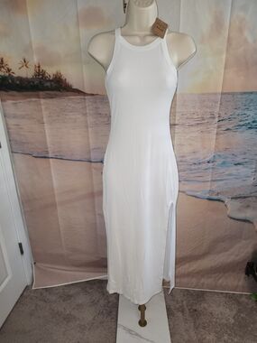 Style Rack White Racerback Maxi Dress with Side Slit